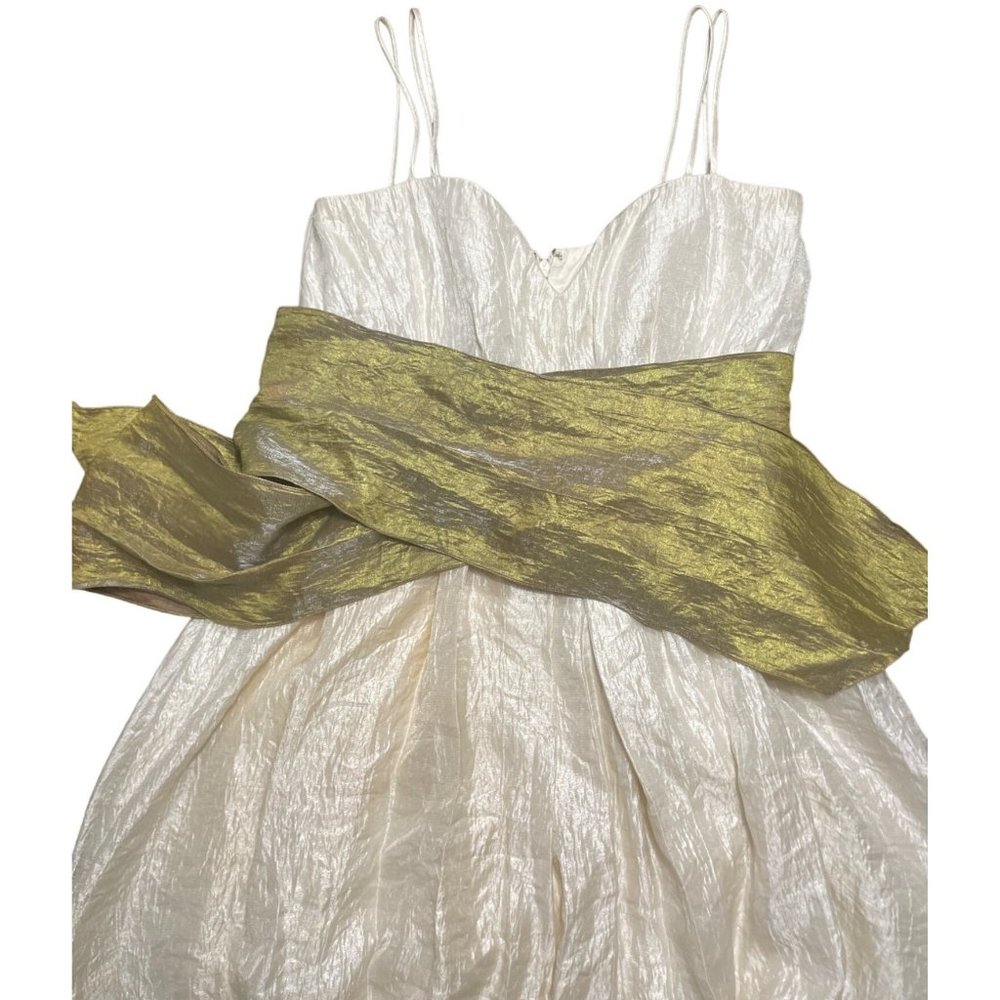 JS Collection Cream Parachute / Poof Satin Evening / Reception Dress lined bodic